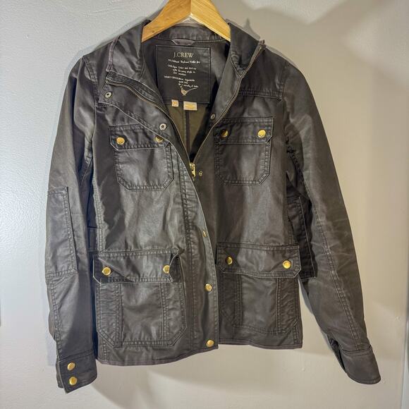 J.Crew Waxed Cotton Field Jacket | Boyfriend Fit Barbour Style Utility Coat (XS) - Picture 1 of 5